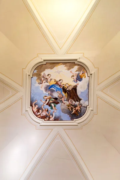 Painted ceiling of the church of the "Madonna del Carmine", Maro — Stock Photo, Image