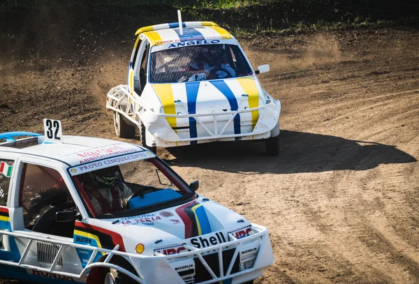 Cars during a "stock car cross" free demostration. during a "sto — Stock Photo, Image