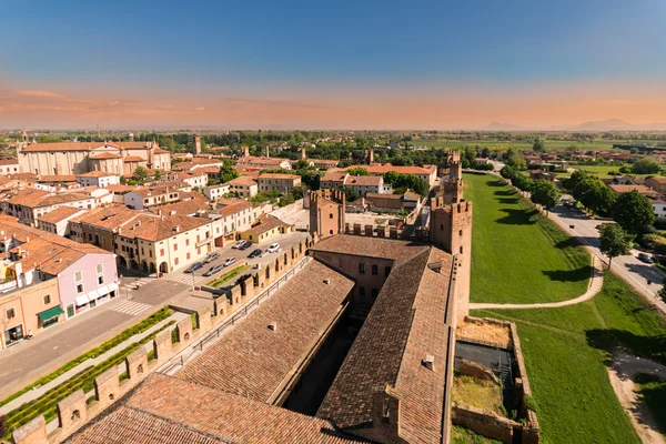 Letecký pohled na opevněného města Montagnana, Itálie. — Stock fotografie