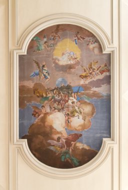 Bir kilise, Saint Anthony Abbot tavanda fresco.
