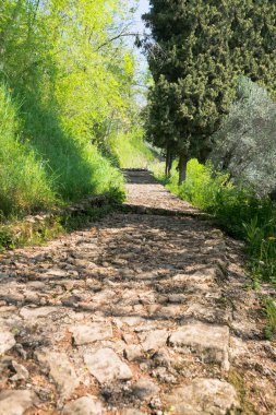 Marostica, İtalya Ortaçağ Kalesi için önde gelen taş yol.
