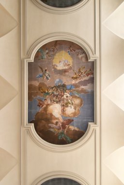 Bir kilise, Saint Anthony Abbot tavanda fresco.