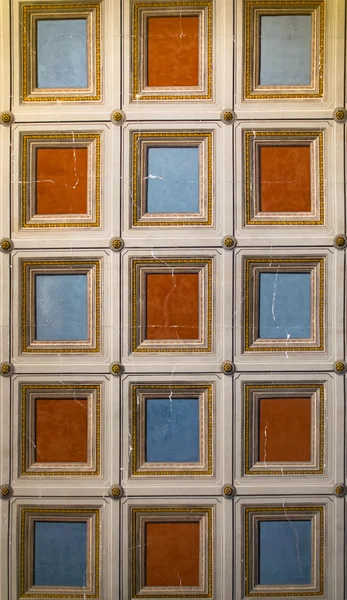 Square orange and blue painted on the ceiling. — Stock Photo, Image