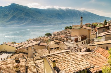 Panorama Limone sul Garda, lake Garda, İtalya.