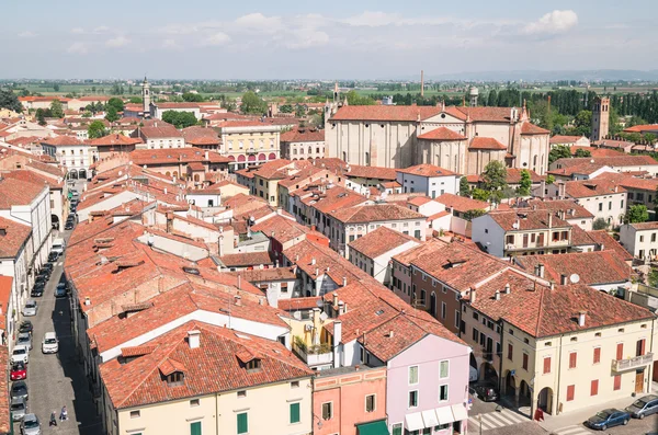 Letecký pohled na opevněného města Montagnana, Itálie. — Stock fotografie