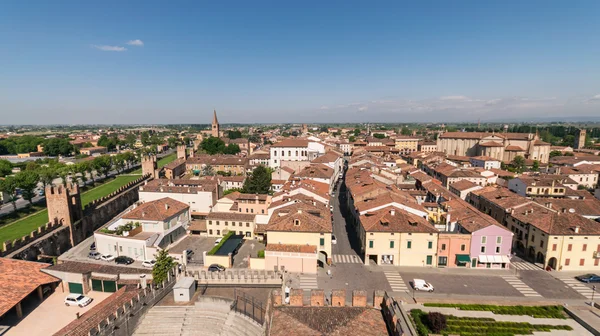 Letecký pohled na opevněného města Montagnana, Itálie. — Stock fotografie