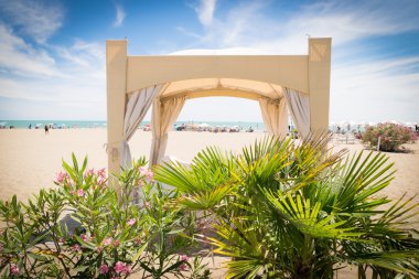 Sahilde gazebo tropikal Bahçe.