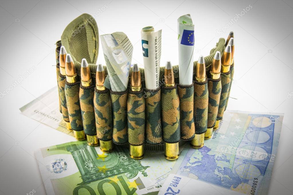 composition with bullets and euros