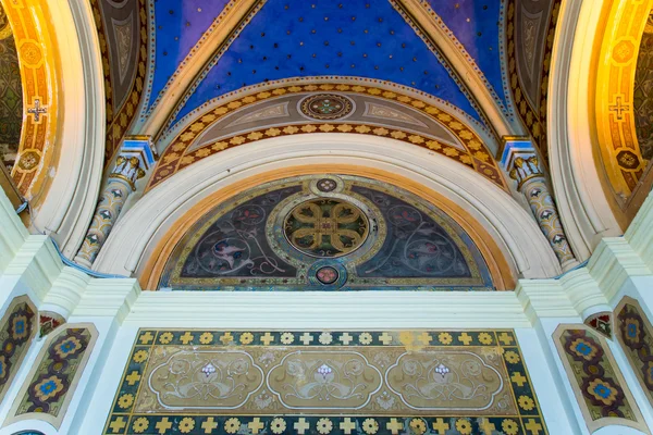 Interior of an ancient painted church — Stock Photo, Image