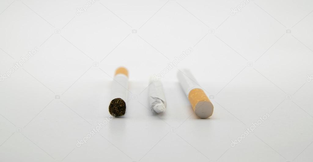 cigarettes and a hand-rolled cigarette 