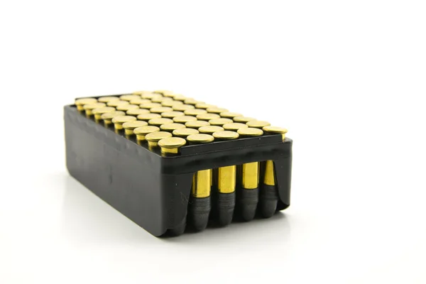 Pacote de munição de ponta oca dourada em calibre .222 — Fotografia de Stock