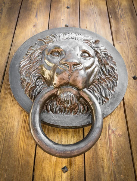 Antik ajtón kopogtató lion's head alakú. — Stock Fotó