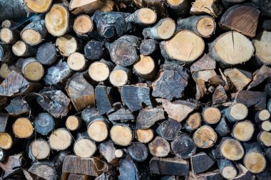 Bir woodpile tarafından kurulan arka plan.