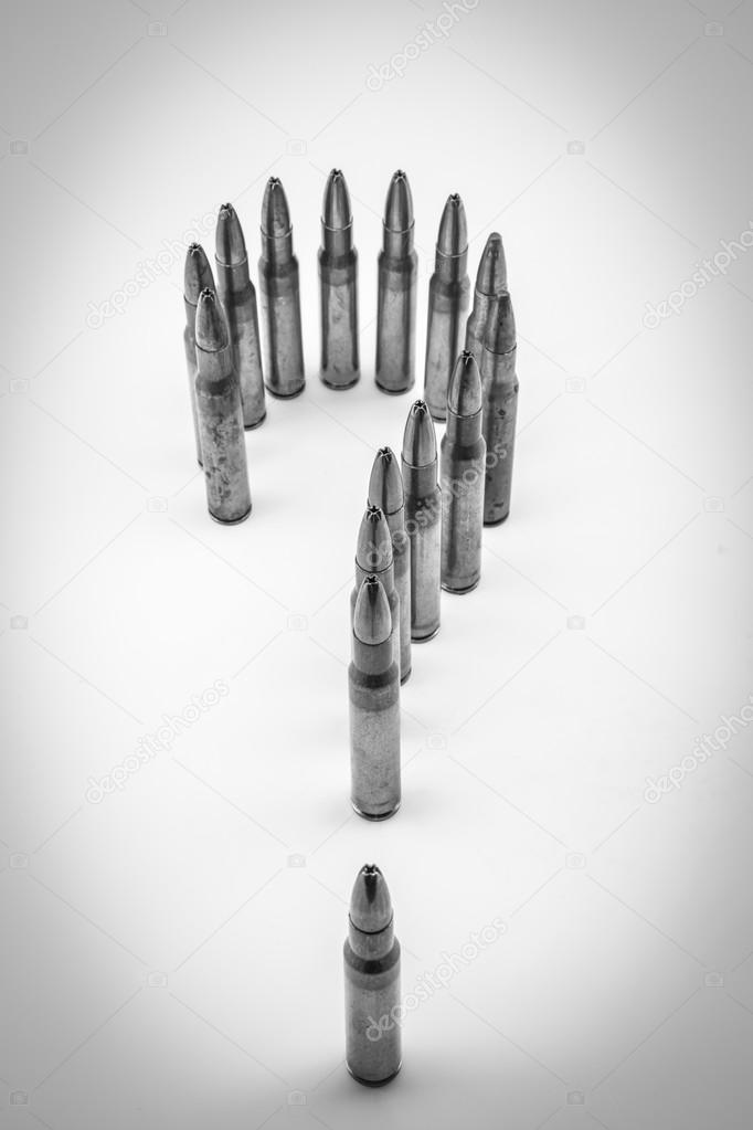 bullets positioned as a question mark