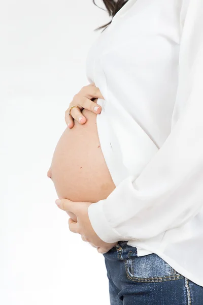 The pregnant on white background. — Stock Photo, Image