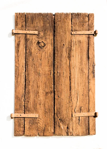 Vecchie persiane di legno marrone formate da assi incrinati . — Foto Stock