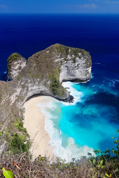 Vista Principal Playa Kelingking Uno Los Lugares Más Increíbles Isla —  Fotos de Stock
