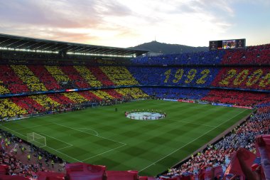 Nou Camp, Barselona, İspanya, 6 Nisan 2015 yılında: FC Barcelona ve 3-0 sona erdi FC Bayern Münih Şampiyonlar Ligi yarı final oyun sırasında görünümü, Futbol Club Barcelona'nın Stadı.