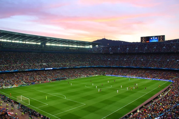 Nou Camp, Barcelone, Espagne - 6 avril 2015 : Vue du stade du Futbol Club de Barcelone lors du match de demi-finale de la Ligue des Champions entre FC Barcelone et C.F. Bayern Munich qui a terminé 3-0 . Images De Stock Libres De Droits