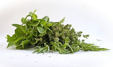 Beyaz arka plan üzerinde izole taze otlar