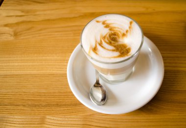 Cam kahve kupa ahşap tablo