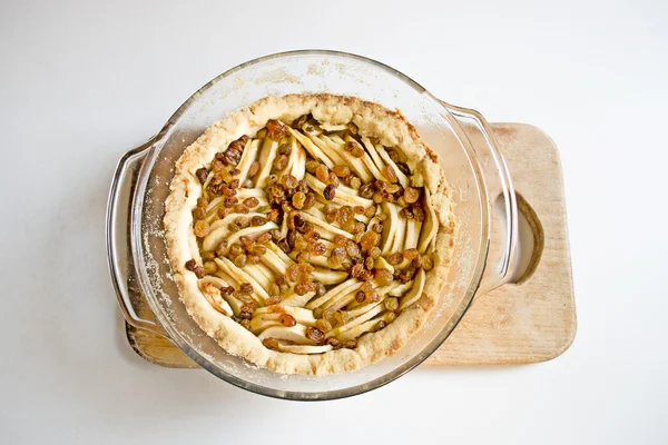 Tarta de manzana casera con pasas — Foto de Stock