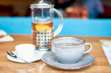 Fincan çay ve çaydanlık Cafe ahşap tablo