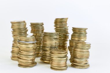 altın sikke üzerinde beyaz izole. Ukrayna paraları