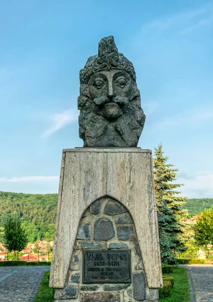 Statue Vlad Empaleur Légendaire Comte Dracula Dans Ville Natale Sighisoara — Photo