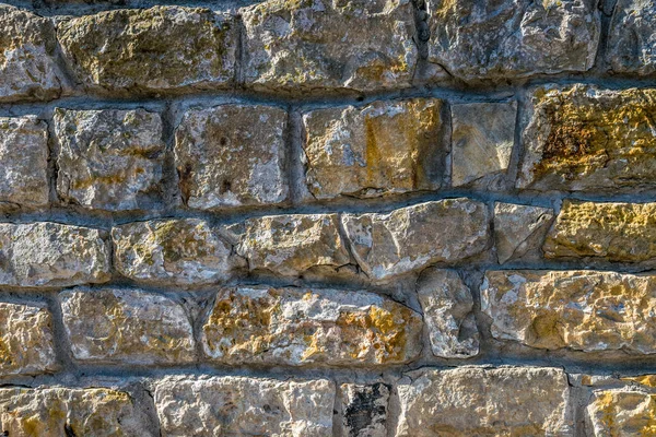 Jaune Ancien Mur Grès Fond Brique — Photo