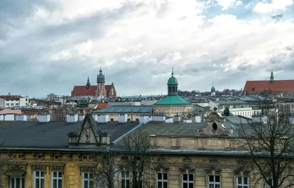 Skyline Der Winterstadt Krakau Polen — Stockfoto