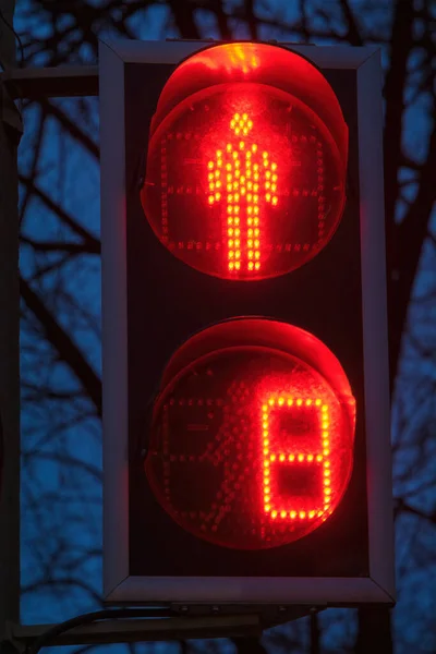 Красный Светофор Пешеходного Перехода — стоковое фото