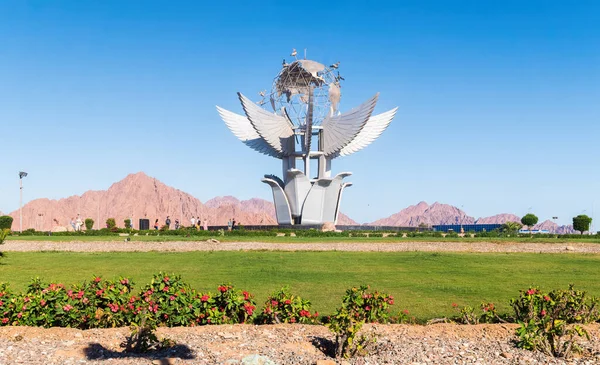 Skulptur Zeichen Des Friedens Friedensplatz Sharm Sheikh Sinai Ägypten Touristen — Stockfoto
