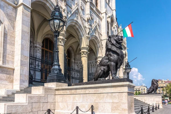 Budapest Ungheria Agosto 2019 Maestosa Facciata Dell Edificio Del Parlamento — Foto Stock
