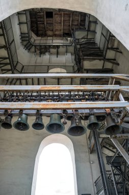 Ukrayna, Kiev 'deki Aziz Sophia Katedrali' nin çan kulesinde antik bronz ve bakır kubbeler