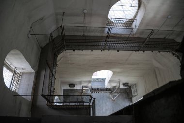 Antik çan kulesindeki merdiven Kiev, Ukrayna 'daki Aziz Sophia Katedrali.