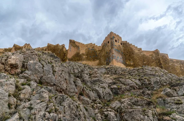 Misterious Ancient Ruined Fortress Bayburt Turkey Broken Walls Stormy Sky — Stock Photo, Image