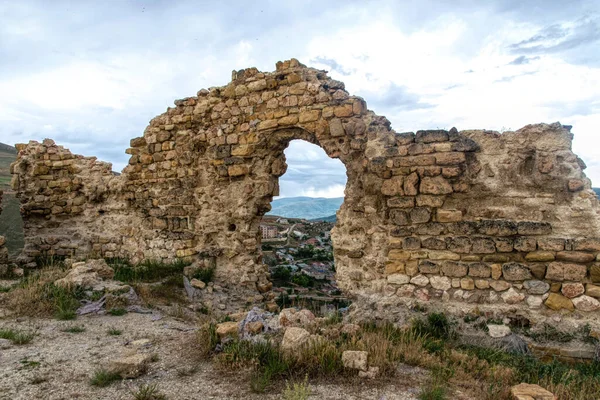 Misterious Ancient Ruined Fortress Bayburt Turkey Broken Walls Stormy Sky — Stock Photo, Image