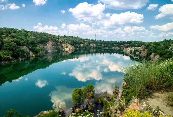 Old abandoned quarry. Summer in New England, USA