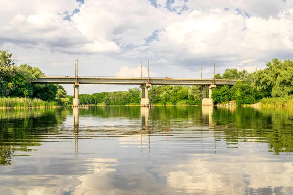 Old Bridge Reeds Swampy Banks River Louisiana Usa — Stock Photo, Image