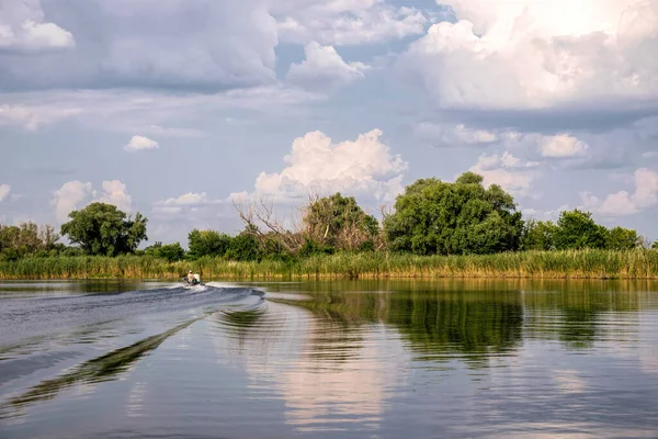 River Pleasure Boat Swampy Riverbanks Louisiana — Stock Photo, Image