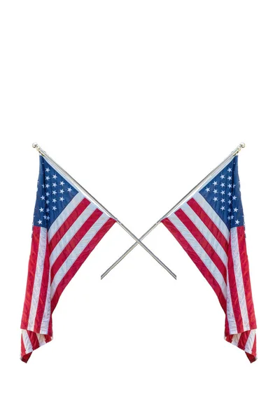 Vereinzelte Amerikanische Flaggen Auf Weißem Hintergrund — Stockfoto