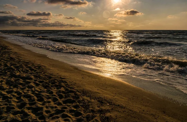 Złoty Zachód Słońca Nad Plażą Los Angeles — Zdjęcie stockowe