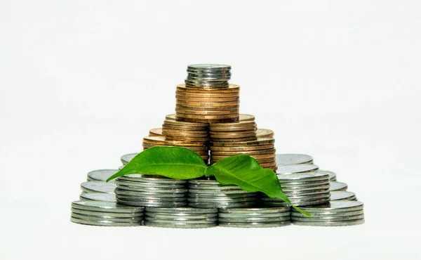 Coin Pyramid Making Money Financial Efficiency — Stock Photo, Image