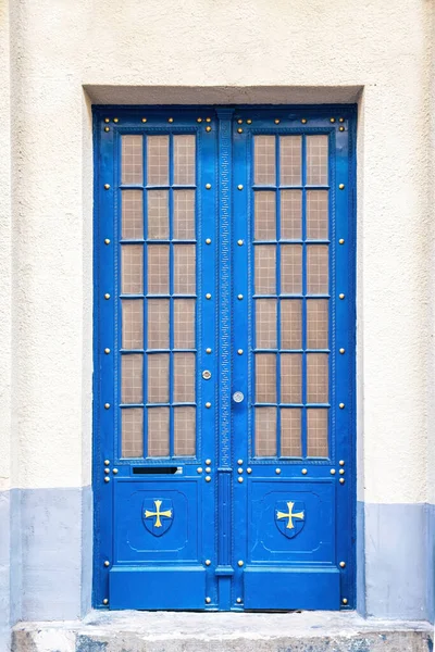 Porta Azul Vintage Feita Vidro Metal — Fotografia de Stock