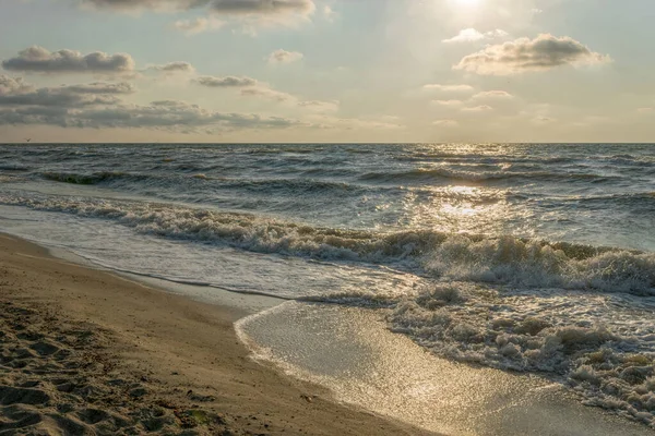 Złoty Zachód Słońca Nad Plażą Los Angeles — Zdjęcie stockowe