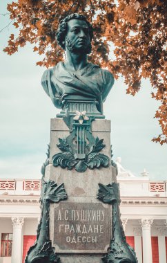 Aleksandr Puşkin Anıtı. Şehir Odessa Ukrayna