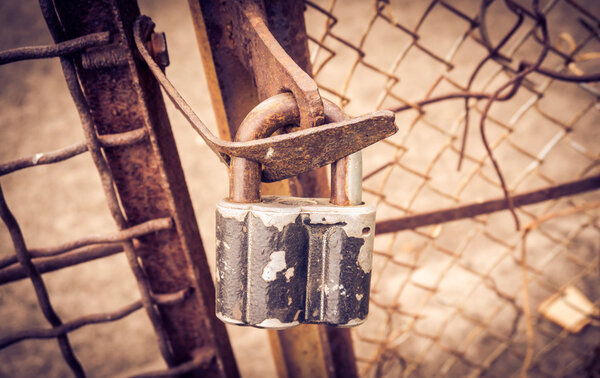 Old rusty padlock