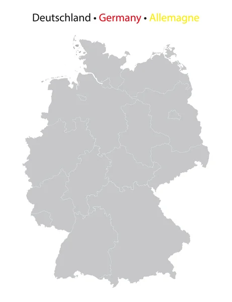 Deutschlandkarte, hoch detailliert, mit Ländergrenzen — Stockvektor
