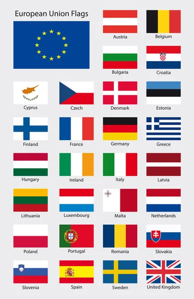 Európai uniós ország zászlók — Stock Vector